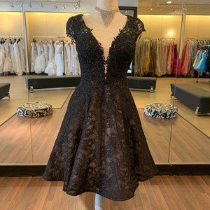 lace dress with mesh back and lace design